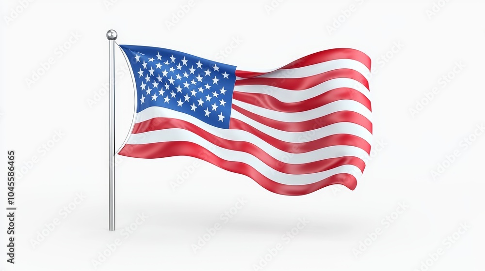 Waving American Flag on a White Background Waving American Flag on a White Background