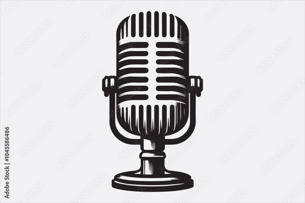 A black vector illustration of a logo style microphone. A black vector illustration of a logo style microphone.