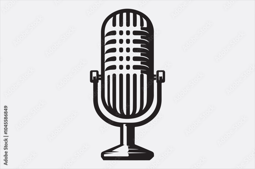 A black vector illustration of a logo style microphone. A black vector illustration of a logo style microphone.
