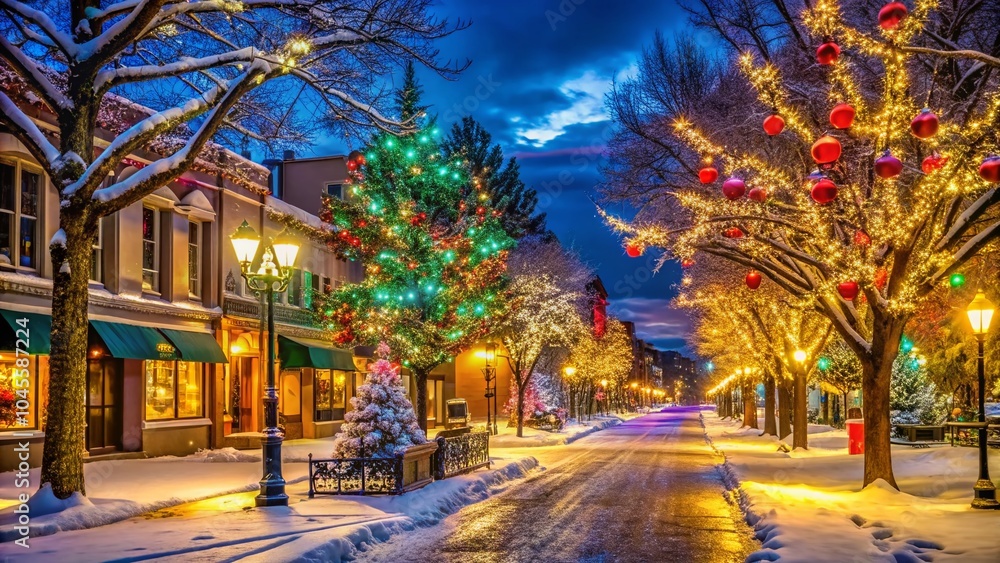 Naklejka premium Christmas Lights Display in Grand Junction - Festive Holiday Decor and Vibrant Night Photography