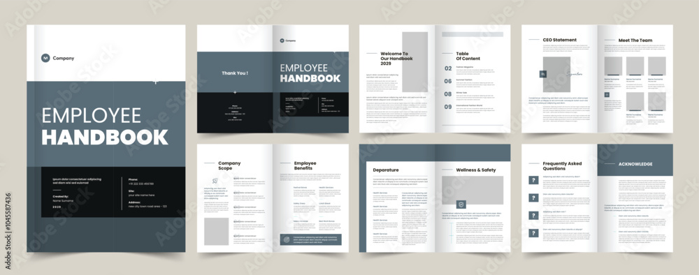 HR Employee Handbook Brochure Template, Brochure Design HR Employee Handbook Brochure Template, Brochure Design