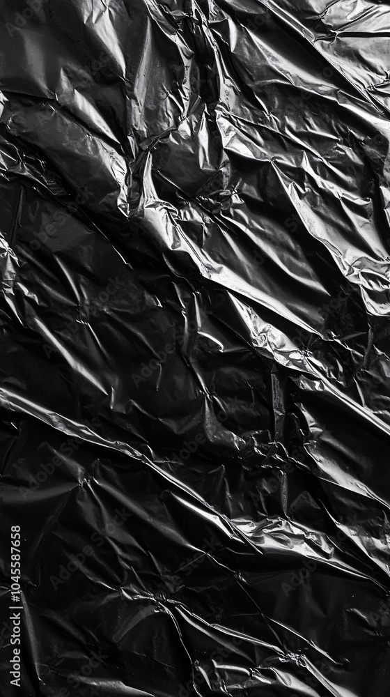 Obraz premium black crumpled plastic texture background