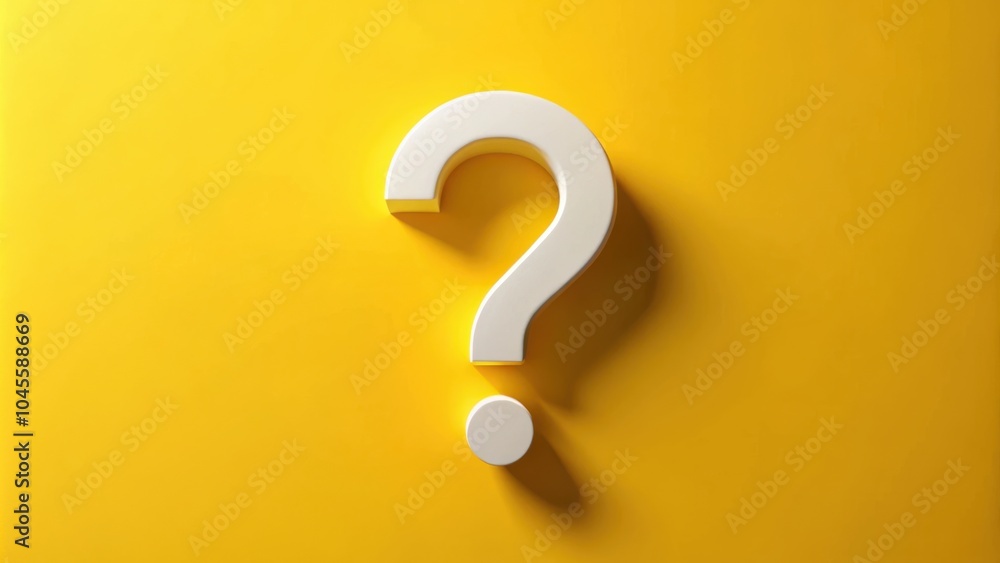 A white question mark on a yellow background, symbolic of uncertainty and the search for answers. A white question mark on a yellow background, symbolic of uncertainty and the search for answers.