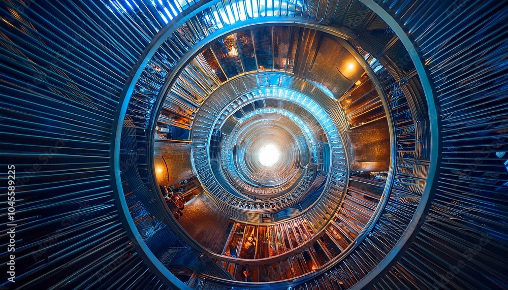 Obraz premium 거대한 나선형 구조물에 다양한 형태들