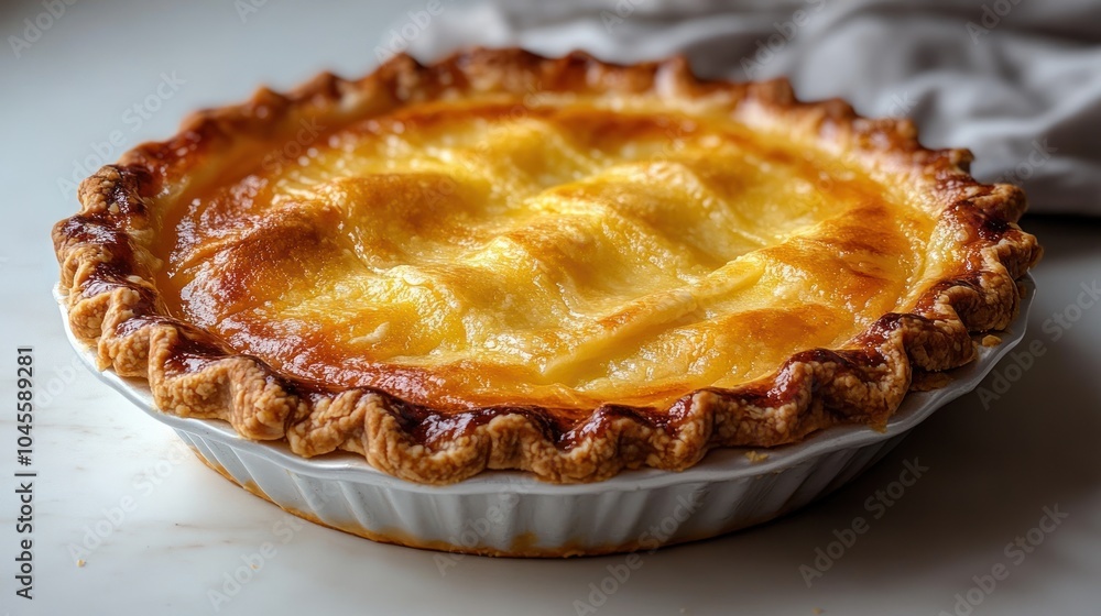 Golden crusted pie awaits enjoyment, exuding warmth and inviting aromas Golden crusted pie awaits enjoyment, exuding warmth and inviting aromas
