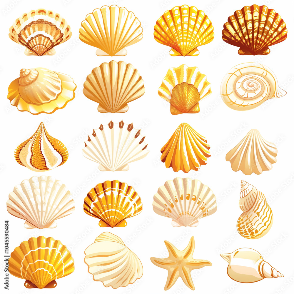 A collection of shells and starfish in various sizes and shapes A collection of shells and starfish in various sizes and shapes