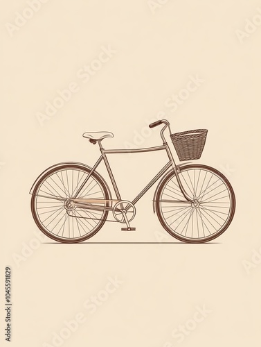 This bicycle features a sleek design with a basket, perfect for short trips while promoting sustainable transportation choices. Generative AI photo