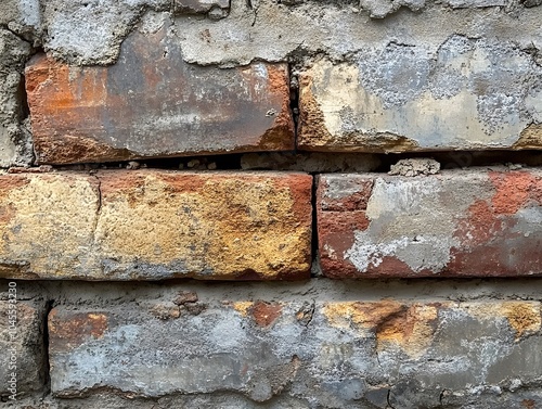 Aged Brick Pieces with Rough Edges and Weathered Marks photo