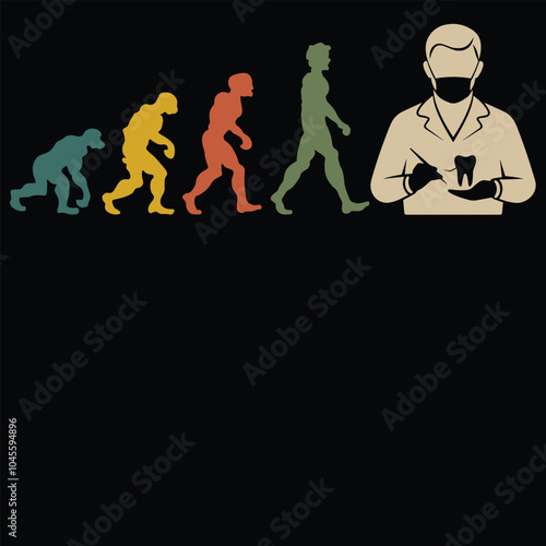 Funny Dentist T-Shirt Retro Vintage Dental Hygiene Evolution Of Man