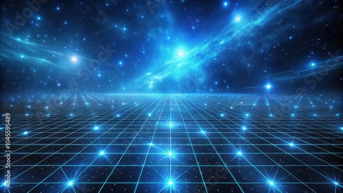 Wallpaper Mural A futuristic grid extending into an endless expanse of stars, symbolizing the vastness of the digital world and the interconnectedness of information Torontodigital.ca