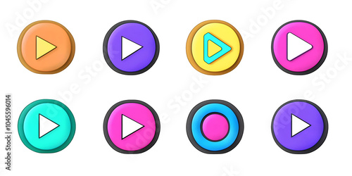 Collection set of play buttons isolated on transparent or white background, png