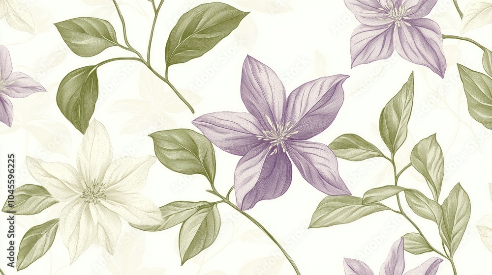 Fototapeta premium floral botanical pattern in pastel colors