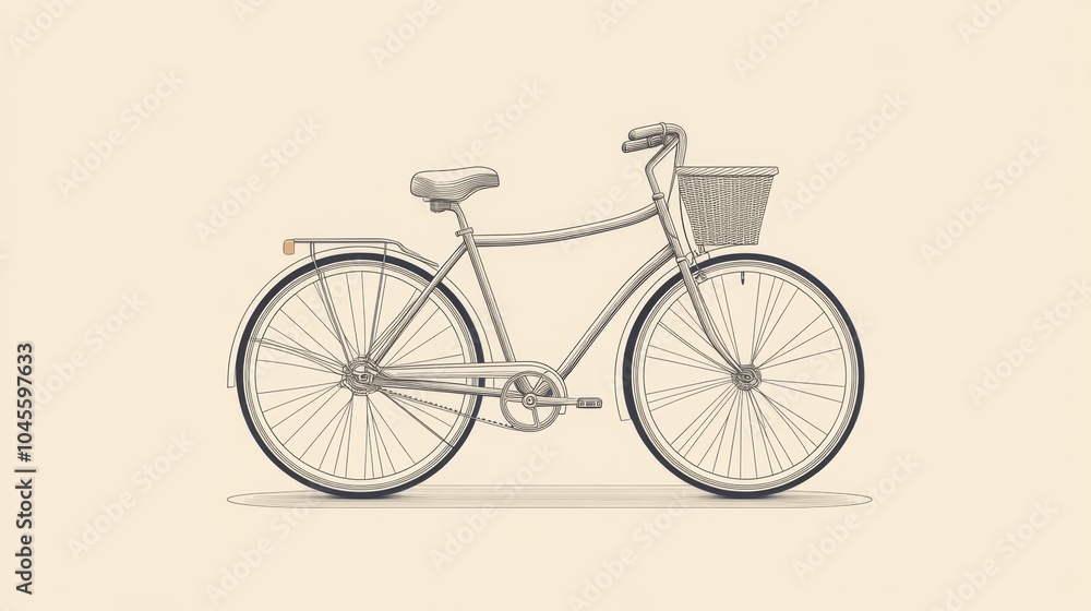 This minimalistic bicycle features a basket, crafted with smooth lines, representing eco-conscious travel in urban environments. Generative AI This minimalistic bicycle features a basket, crafted with smooth lines, representing eco-conscious travel in urban environments. Generative AI