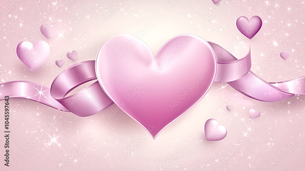 beautiful pink heart surrounded by smaller hearts and flowing ribbon creates romantic and enchanting atmosphere. This design is perfect for expressing love and affection beautiful pink heart surrounded by smaller hearts and flowing ribbon creates romantic and enchanting atmosphere. This design is perfect for expressing love and affection