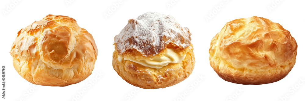 Cream Puff and Pastry Collection on Transparent Background Cream Puff and Pastry Collection on Transparent Background