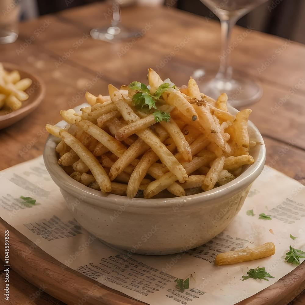 french fries in a bowl with background photo french fries in a bowl with background photo