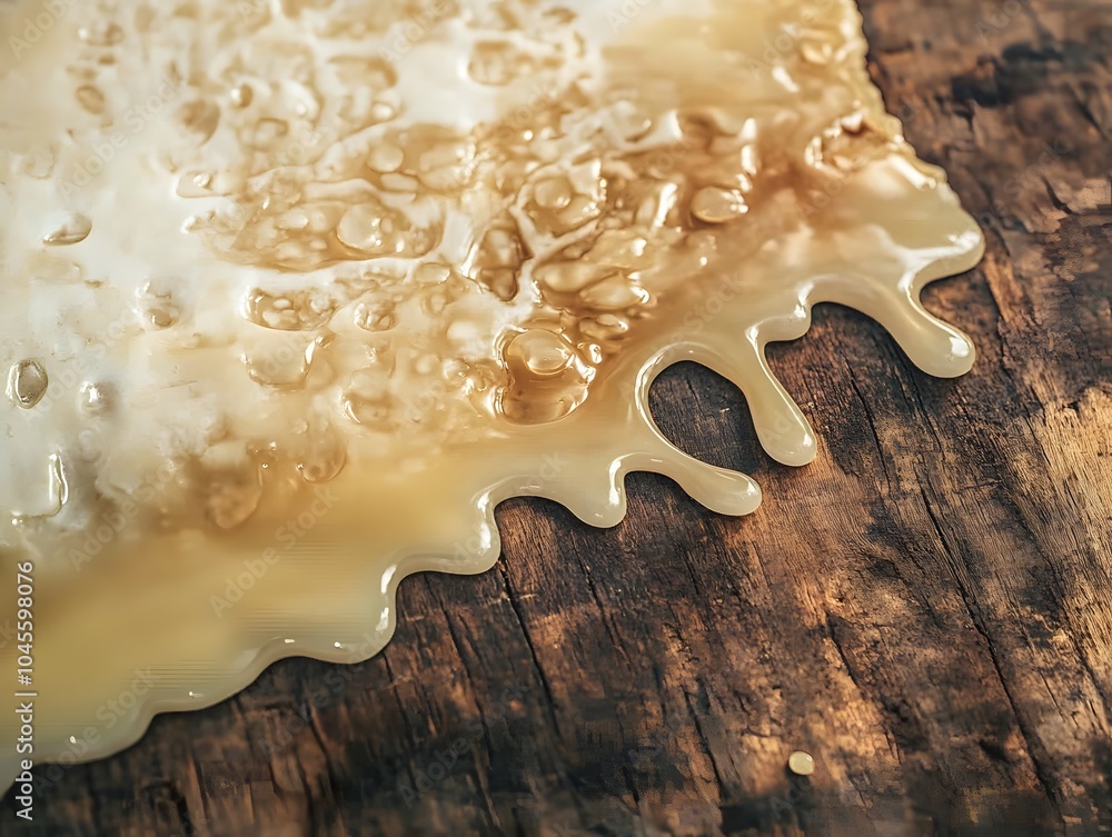 Obraz premium Melted Candle Wax Creating Organic Patterns on Aged Wood