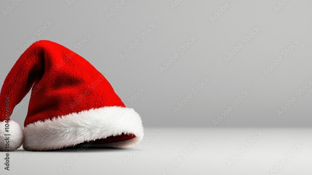 A photostock of a person wearing a Santa hat, white background, Christmas theme A photostock of a person wearing a Santa hat, white background, Christmas theme