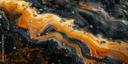 Dynamic oil and water interaction creating chaotic patterns in vibrant colors