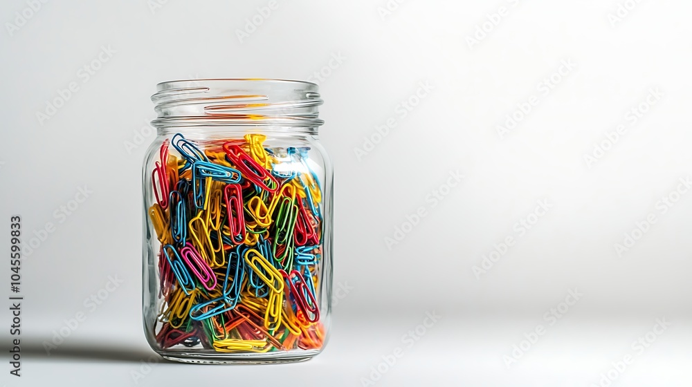 Colorful Paper Clips in Glass Jar Colorful Paper Clips in Glass Jar