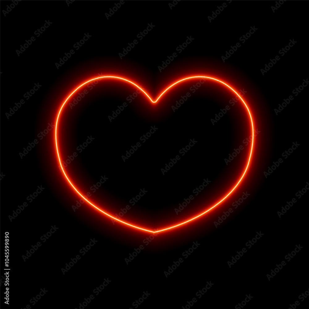 Red neon heart on black background, vector illustration. Red neon heart on black background, vector illustration.