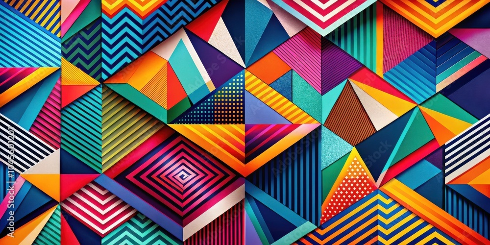 A vibrant abstract composition featuring overlapping geometric shapes, a symphony of colors, and intricate patterns, creating a visually stimulating and dynamic design. A vibrant abstract composition featuring overlapping geometric shapes, a symphony of colors, and intricate patterns, creating a visually stimulating and dynamic design.
