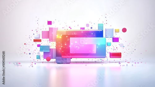 Modern abstract design featuring colorful geometric shapes and sparkling elements, creating vibrant and innovative visual experience