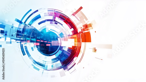 Dynamic abstract design featuring vibrant colors and geometric shapes, representing innovation and technology. This visually striking image evokes sense of movement and modernity