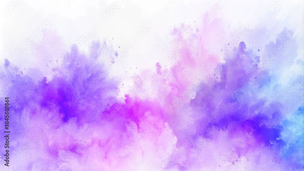 Fototapeta premium Hand painted watercolor texture. Abstract blue and lilac color splash on a white background. Purple watercolor background for your design, watercolor background concept