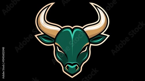 Green Bull Mascot Logo photo