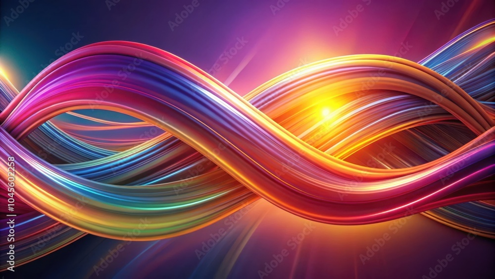 Abstract Curved Lines Intertwine with Vibrant Colors and a Glowing Center Abstract Curved Lines Intertwine with Vibrant Colors and a Glowing Center