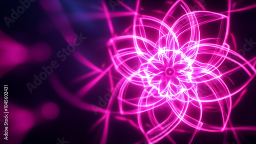 Radiant pink mandala design with intricate floral patterns and glowing lines, creating mesmerizing visual effect. Perfect for backgrounds or artistic projects