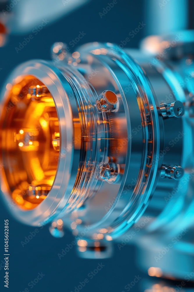 Close-up of a vibrant, intricate machine part with glowing orange elements Close-up of a vibrant, intricate machine part with glowing orange elements