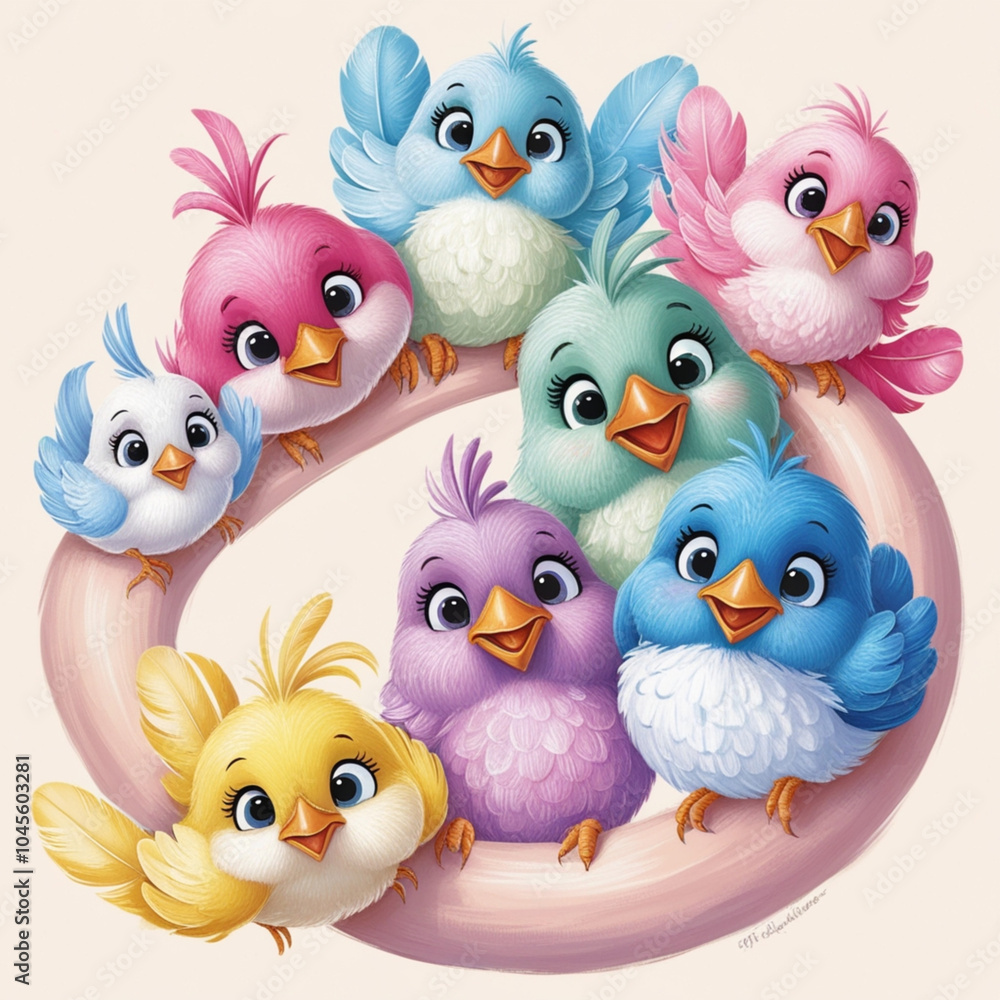 Fototapeta premium Cute birds for the kids.