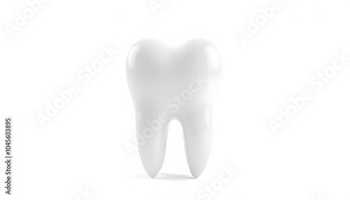 Tooth isolated on white transparent, 3d render isolated with white highlights, png