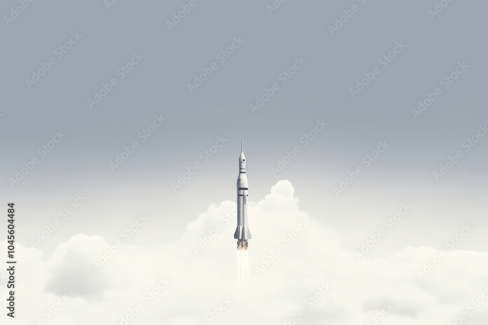 Obraz premium Rocket in the space missile spacecraft technology.