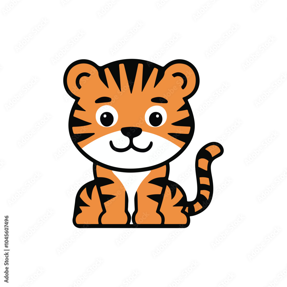 Cute Tiger Vector Illustration in Cartoon Style - Fun and Playful Animal Design Cute Tiger Vector Illustration in Cartoon Style - Fun and Playful Animal Design
