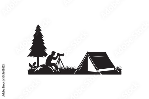 Camping Tent silhouette vector illustration, Camping Tent silhouette vector