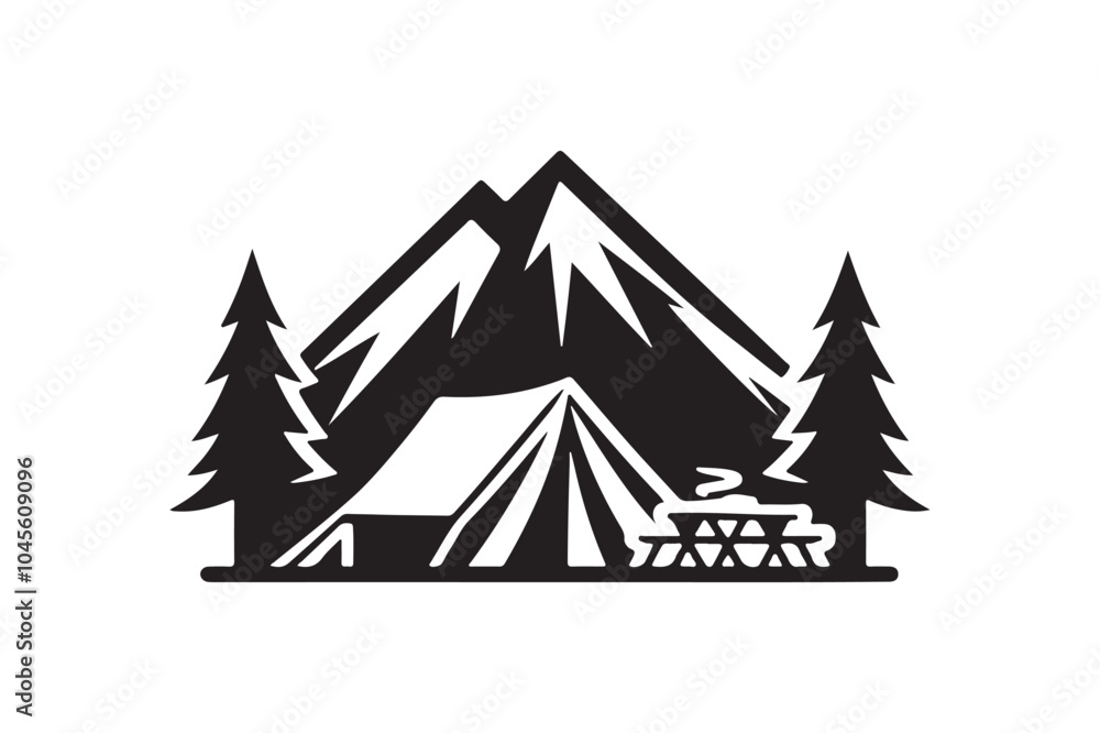 Fototapeta premium Camping Tent silhouette vector illustration, Camping Tent silhouette vector