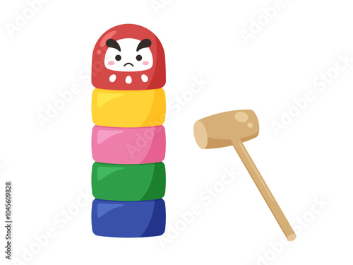 だるま落としのイラスト