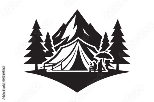 Camping Tent silhouette vector illustration, Camping Tent silhouette vector