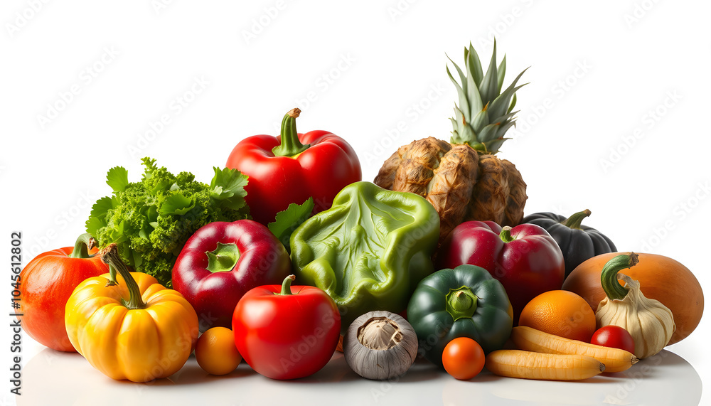 Fruits and vegetables isolated with white highlights, png Fruits and vegetables isolated with white highlights, png