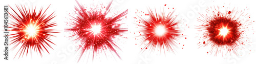 Red Starburst Explosions in Various Intensities