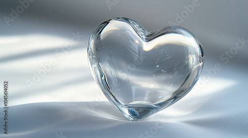 Transparent Glass Heart with Light Reflections