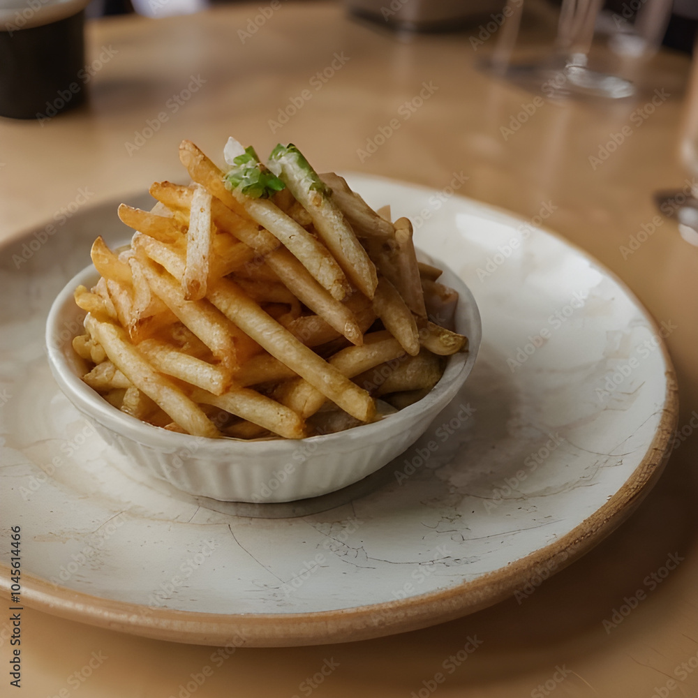 french fries on a plate with background photo french fries on a plate with background photo