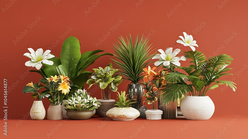 3D Representation of Bonalu Decorations with Plants 3D Representation of Bonalu Decorations with Plants