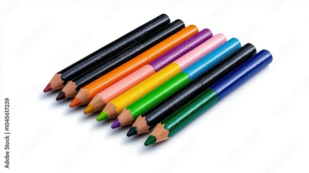 Fototapeta premium A photostock of a box of crayons, white background, school theme
