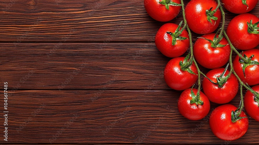 A photostock of fresh red tomatoes on a wooden table, culinary ingredient A photostock of fresh red tomatoes on a wooden table, culinary ingredient