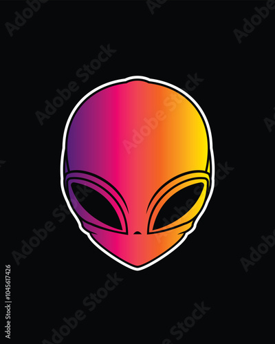 Classic alien with big eyes. Original vector illustration in vintage style. T-shirt design.