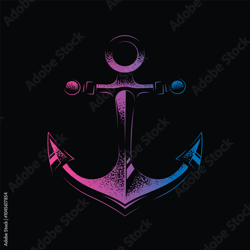 Sea anchor. Original vector illustration in vintage style. T-shirt design. photo